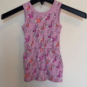 Tea Collection Size 2 Pink Flamingo Romper Girls Sleeveless Cotton